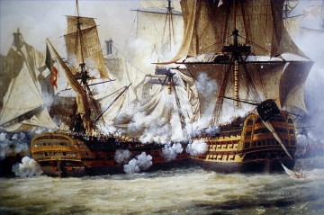 Trafalgar Crepin Seekrieg Kriegsschiff Seeschlachts Ölgemälde